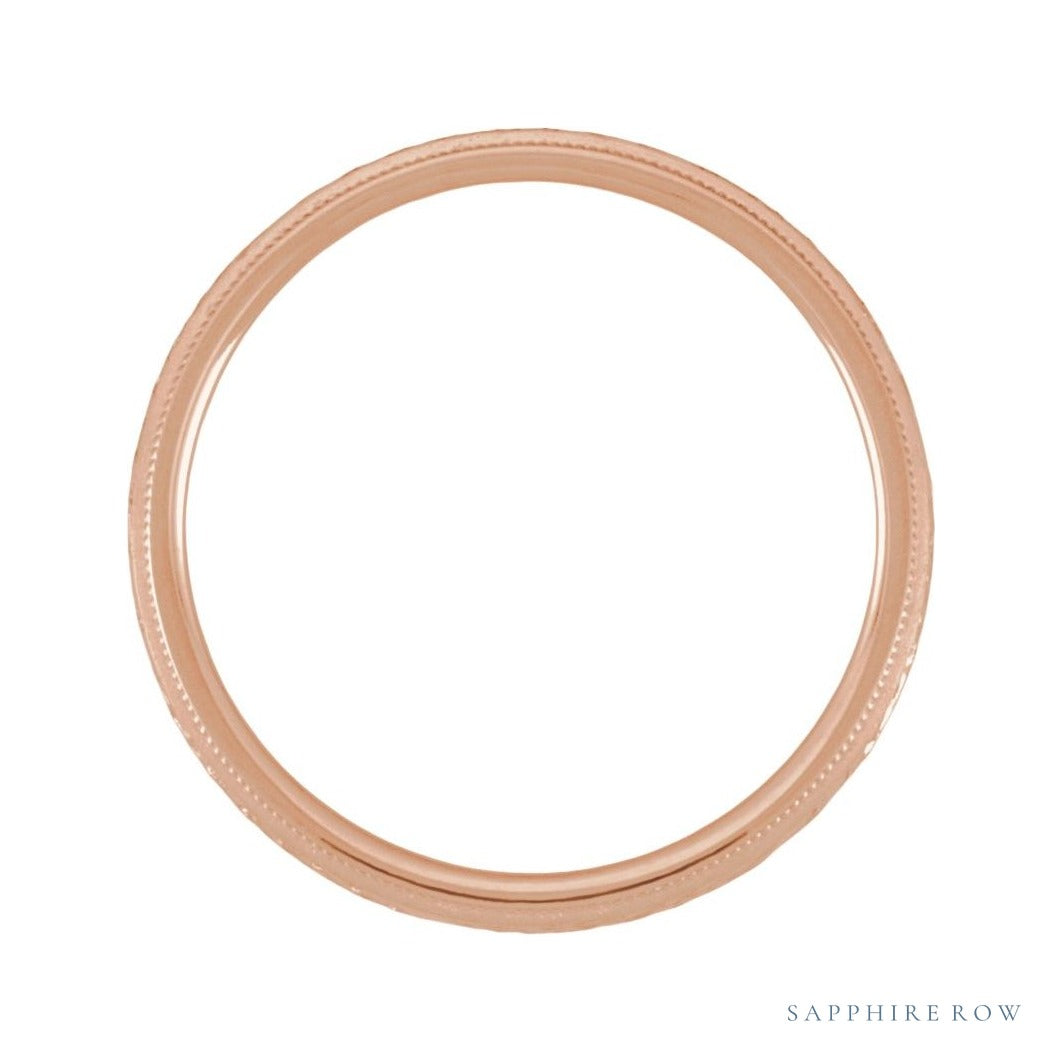 Sapphire Row Gold Hand-Engraved Band - 14K Rose Gold (view 2)