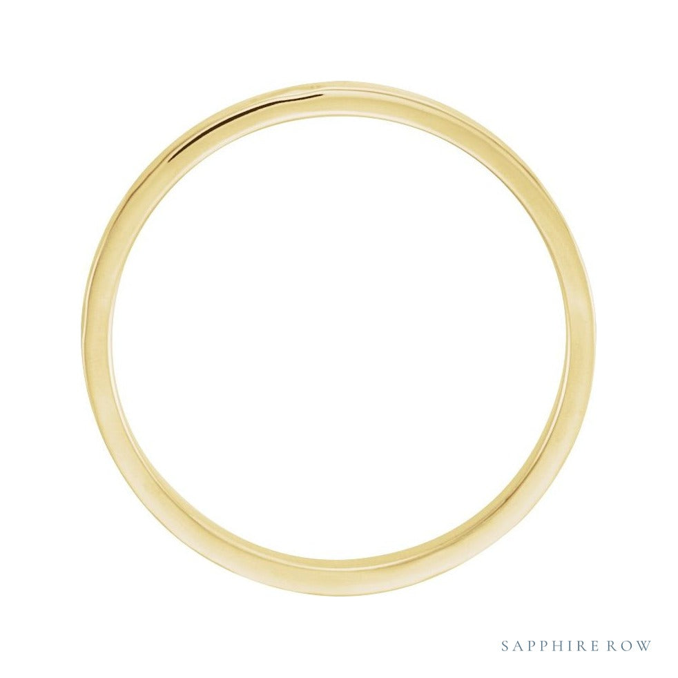 Sapphire Row Gold Hammered Flat Band - 14K Yellow Gold, 2 mm (view 2)
