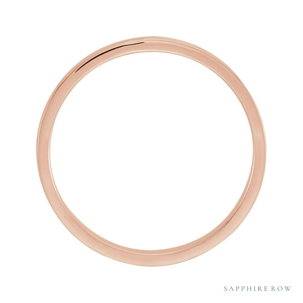 Sapphire Row Gold Hammered Flat Band - 14K Rose Gold, 2 mm (view 2)