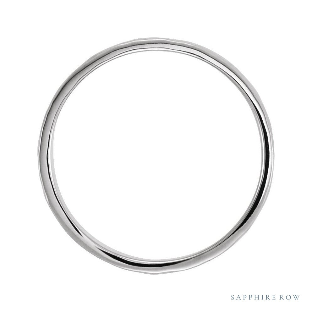 Sapphire Row Gold Hammered Flat Band - 14K White Gold (view 2)