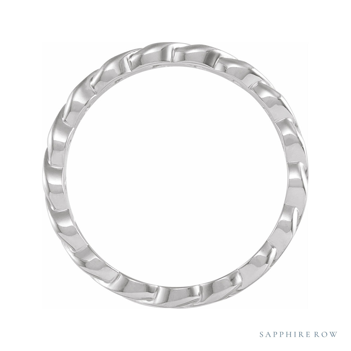 Sapphire Row Gold Chain Link Band - 18K White Gold (view 2)
