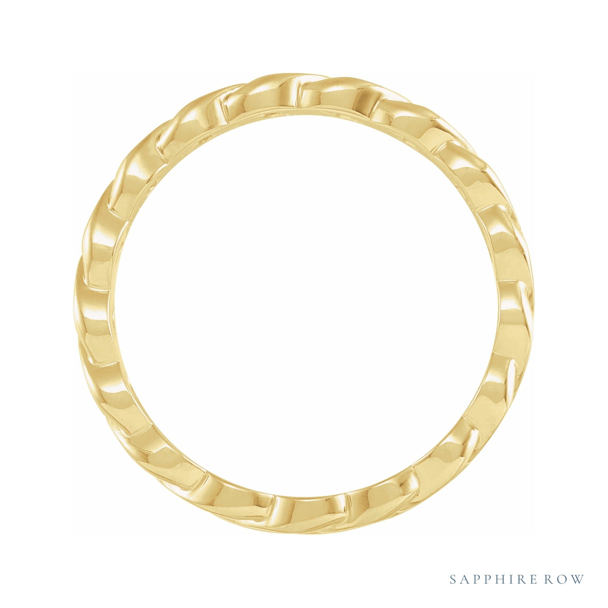 Sapphire Row Gold Chain Link Band - 10K Yellow Gold (view 2)
