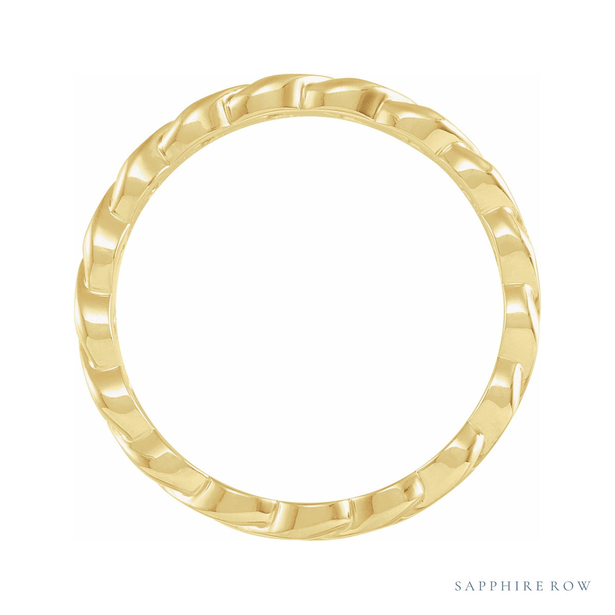 Sapphire Row Gold Chain Link Band - 14K Yellow Gold (view 2)