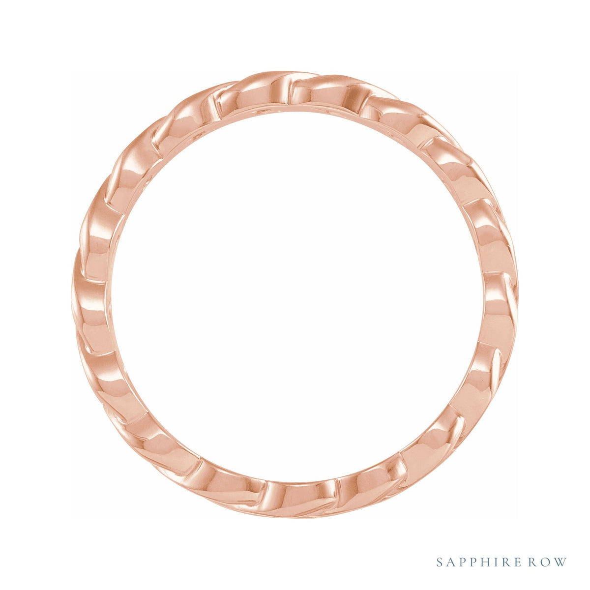 Sapphire Row Gold Chain Link Band - 18K Rose Gold (view 2)