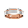 Sapphire Row Gold Off-Center Groove Comfort-Fit Band - 14K Rose & White Gold (view 3)