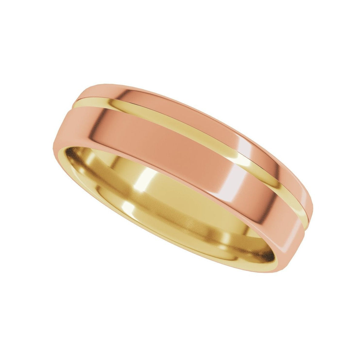 Sapphire Row Gold Off-Center Groove Comfort-Fit Band - 14K Yellow & Rose Gold (view 5)
