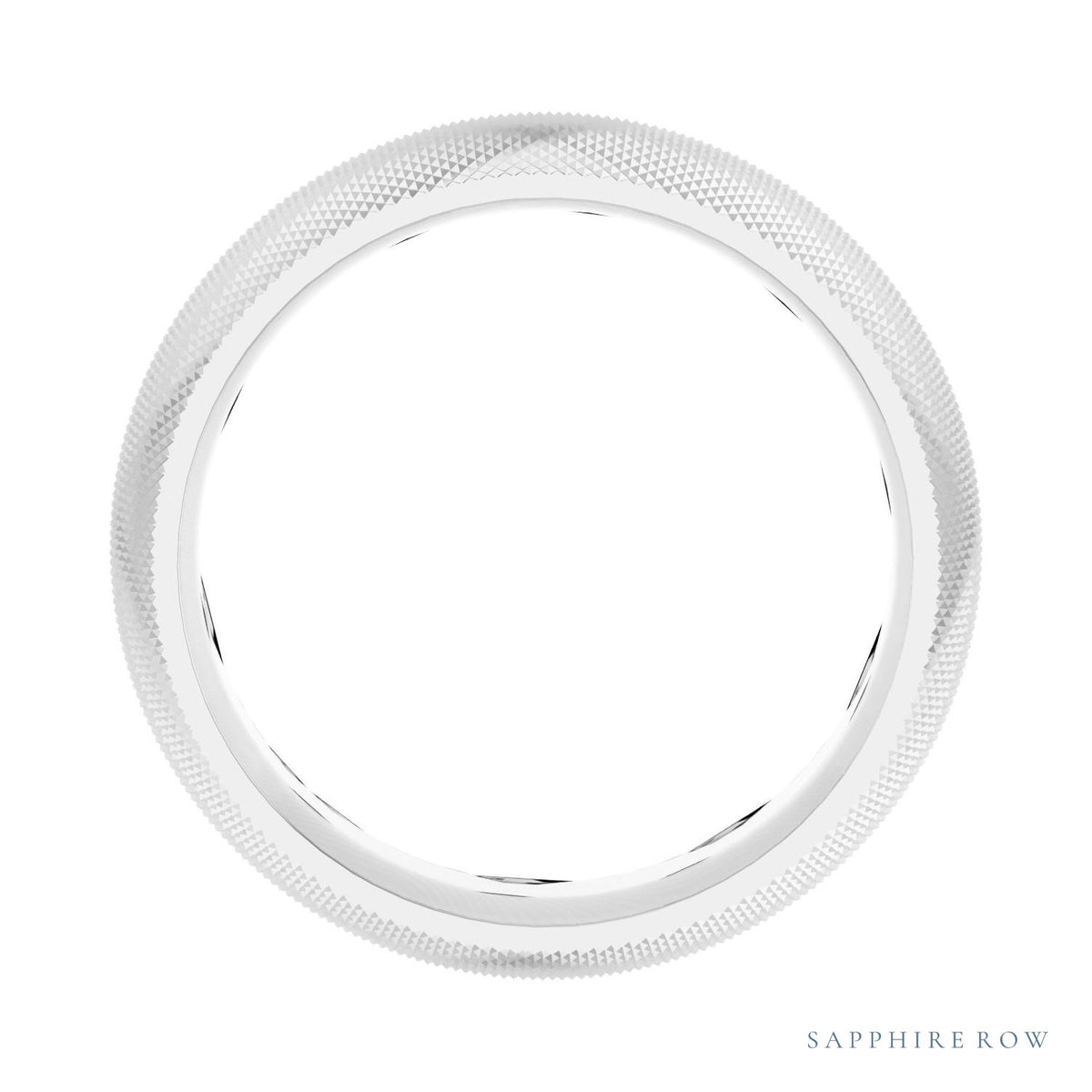 Sapphire Row Gold Knurled Comfort-Fit Band - 14K White Gold (view 2)