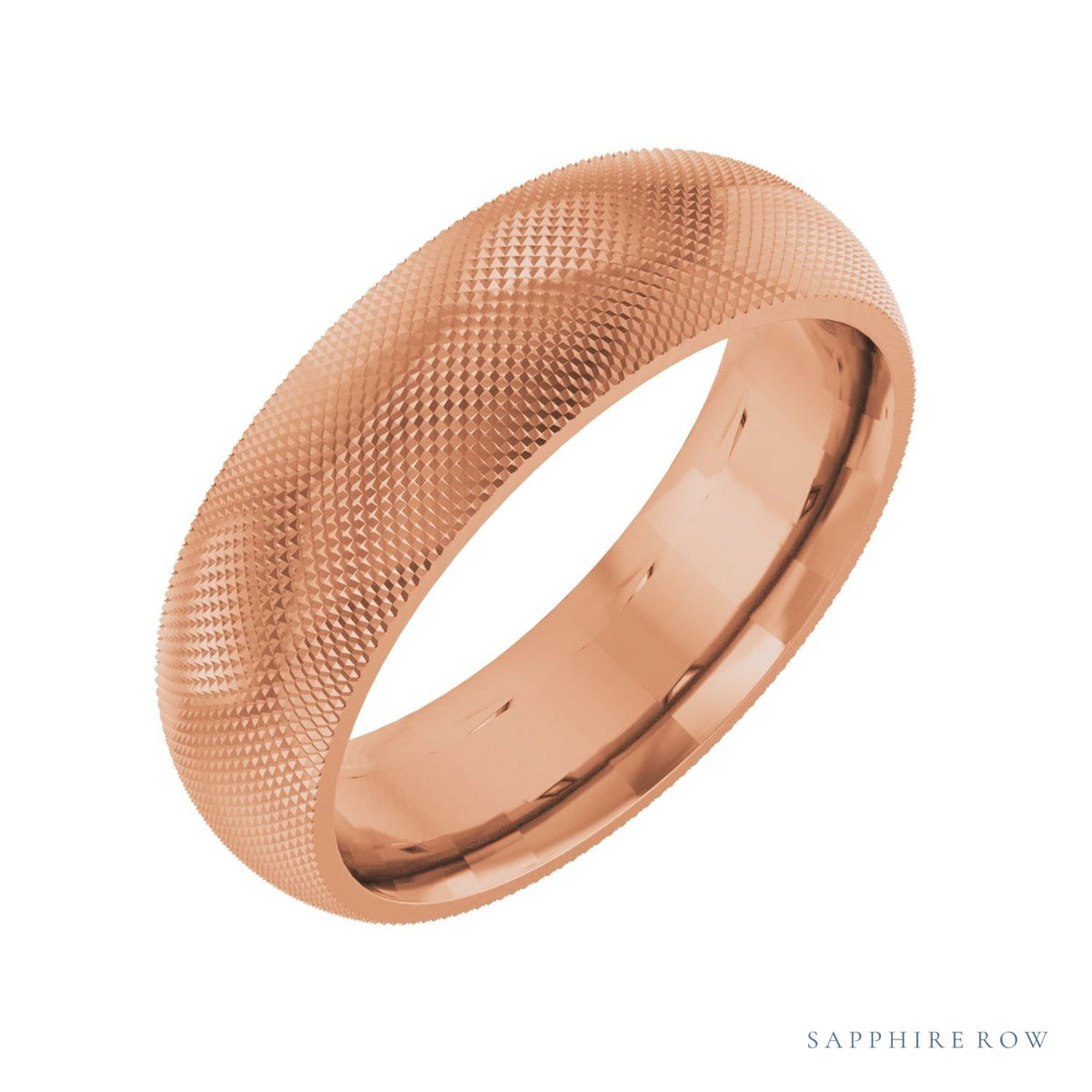 Sapphire Row Gold Knurled Comfort-Fit Band - 18K Rose Gold