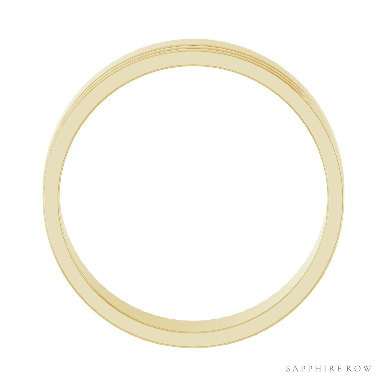 Sapphire Row Gold Double-Groove Flat Band - 10K Yellow Gold (view 2)