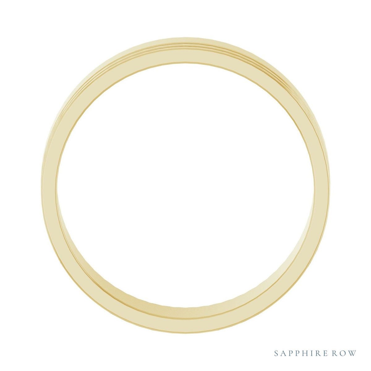 Sapphire Row Gold Double-Groove Flat Band - 10K Yellow Gold (view 2)