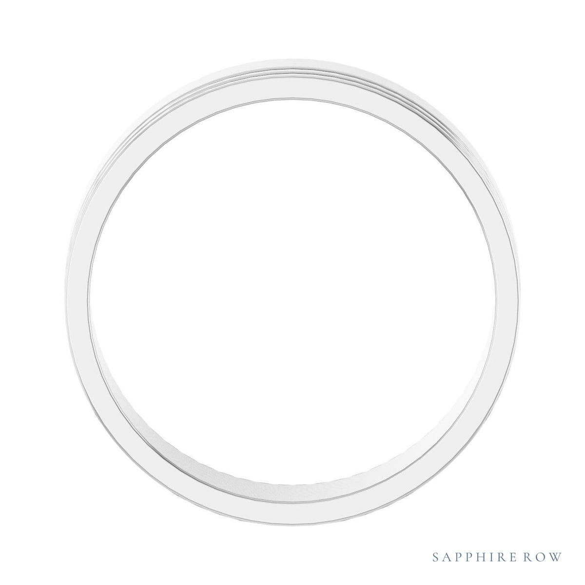 Sapphire Row Gold Double-Groove Flat Band - 14K White Gold (view 2)