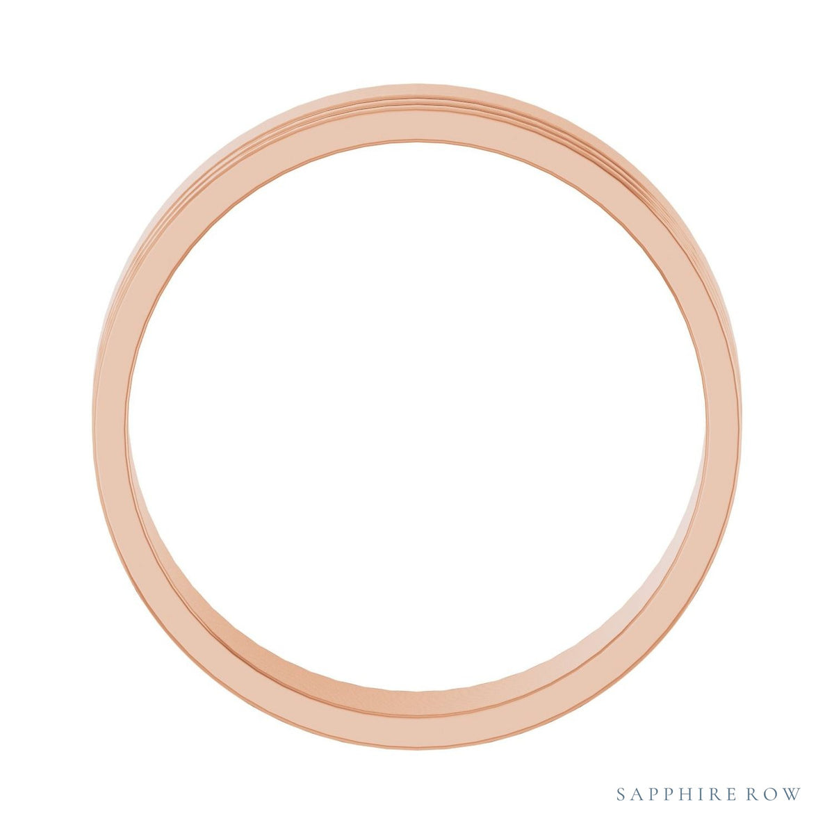 Sapphire Row Gold Double-Groove Flat Band - 10K Rose Gold (view 2)