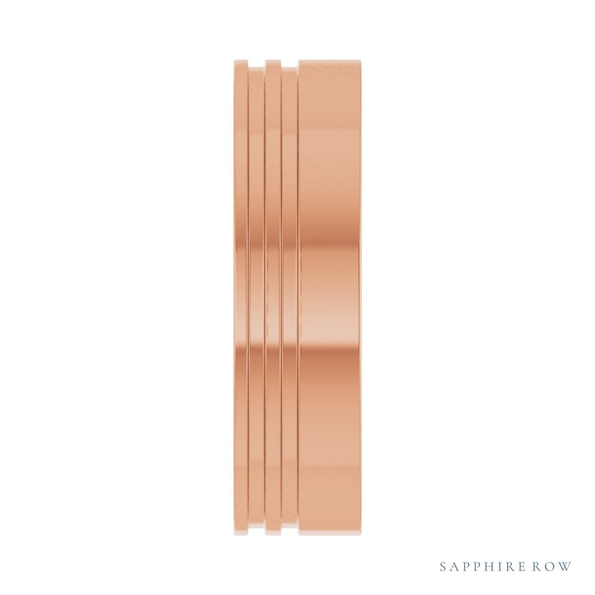 Sapphire Row Gold Double-Groove Flat Band - 10K Rose Gold (view 4)
