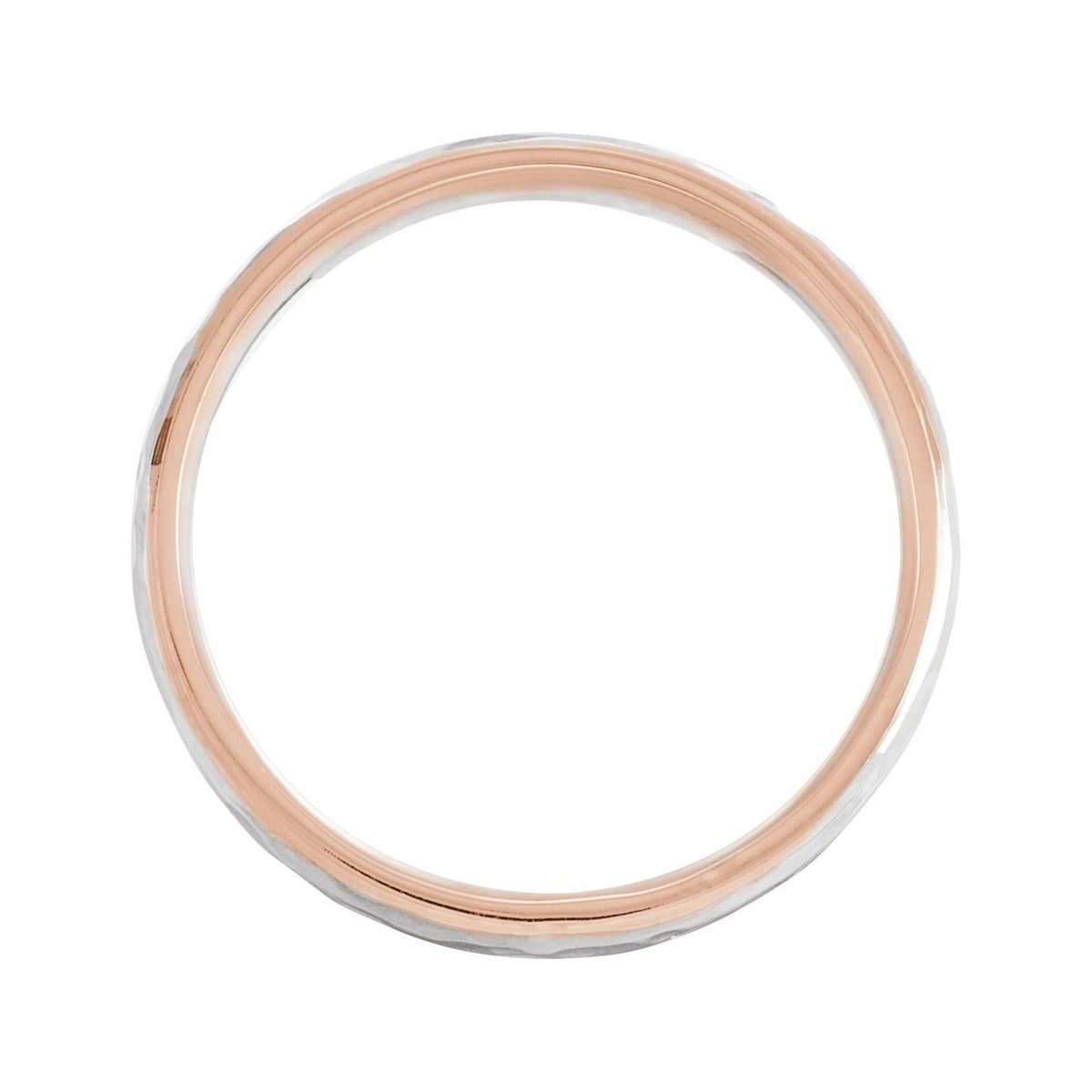 Sapphire Row Gold Hammered Stepped-Edge Comfort-Fit Band - 14K Rose & White Gold (view 2)