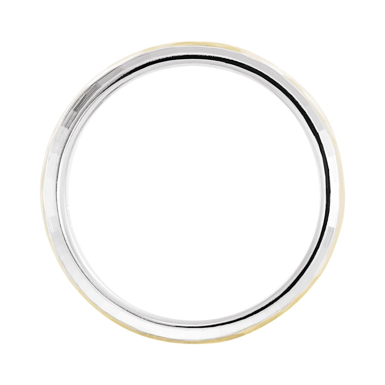 Sapphire Row Gold Hammered Stepped-Edge Comfort-Fit Band - 14K White & Yellow Gold (view 2)