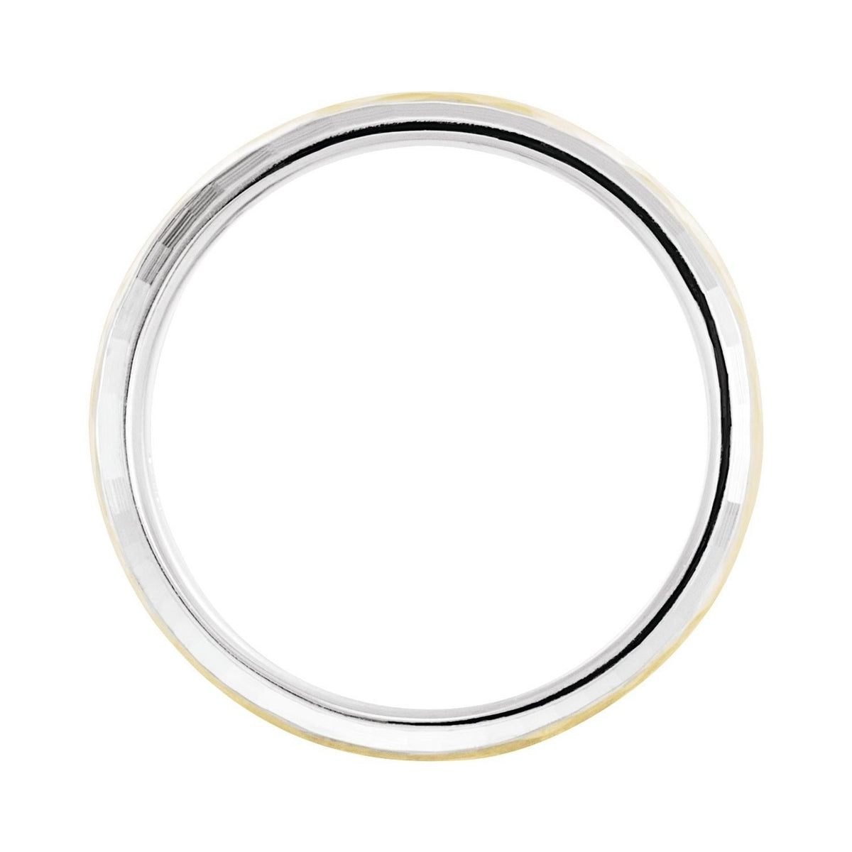 Sapphire Row Gold Hammered Stepped-Edge Comfort-Fit Band - 14K White & Yellow Gold (view 2)