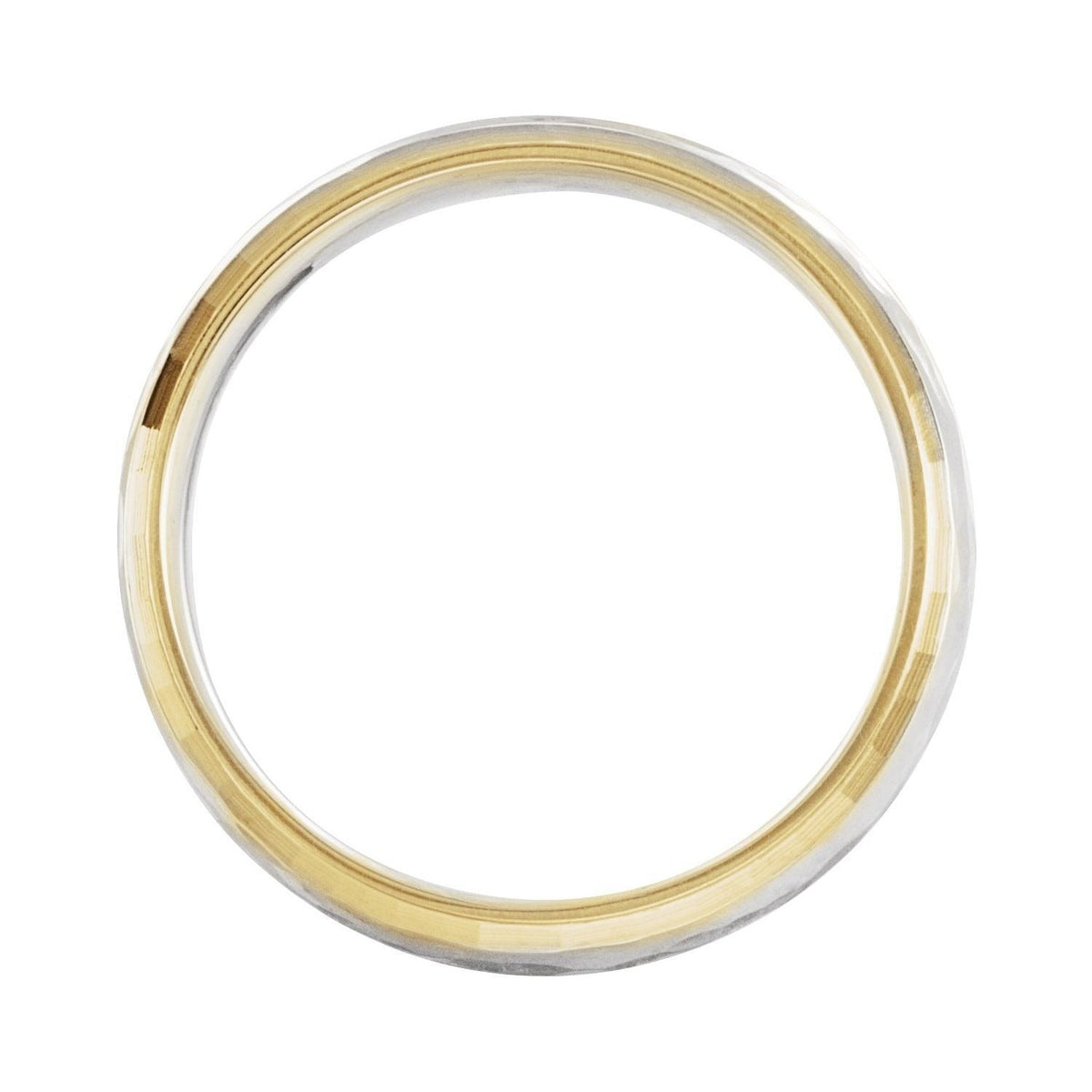 Sapphire Row Gold Hammered Stepped-Edge Comfort-Fit Band - 14K Yellow & White Gold (view 2)