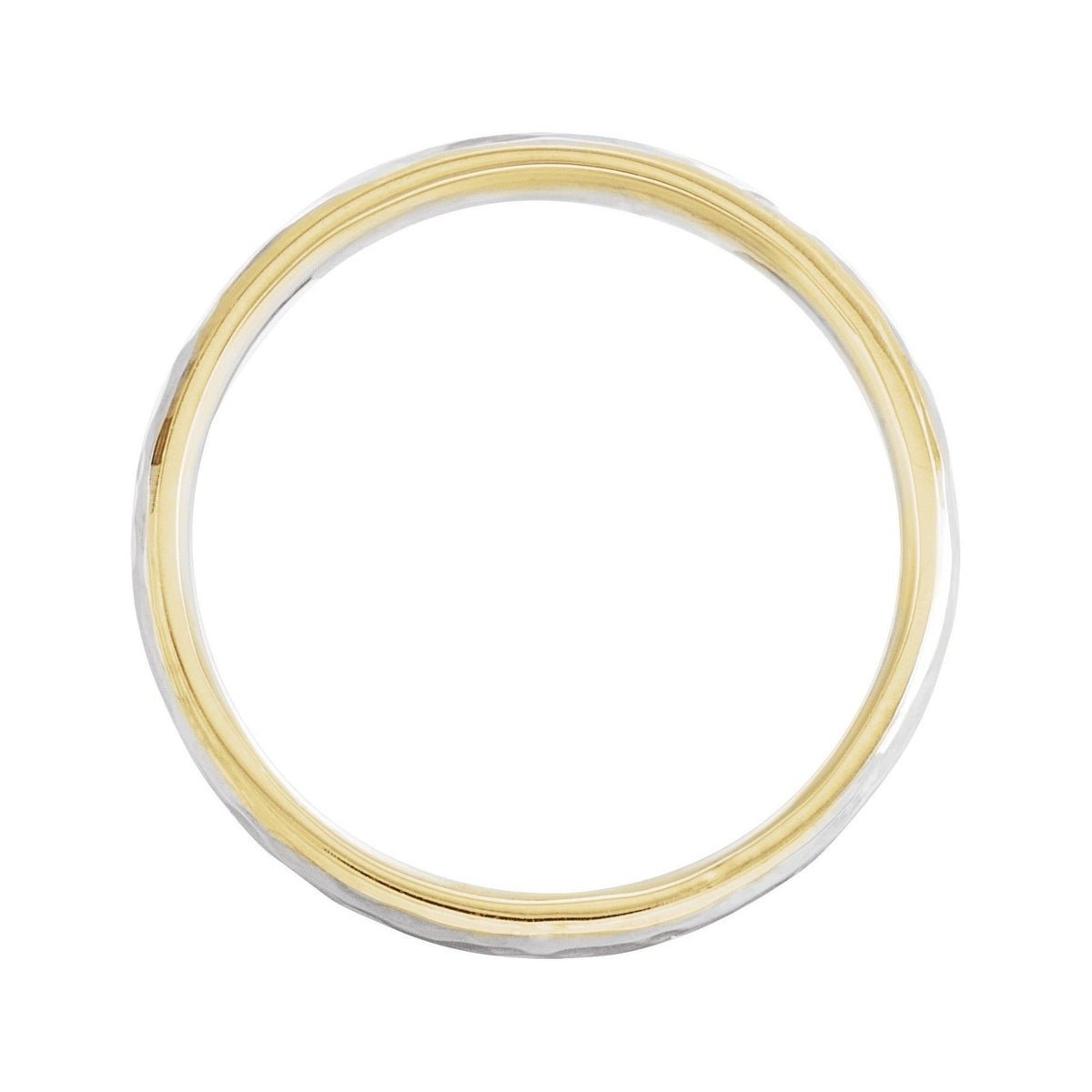 Sapphire Row Gold Hammered Stepped-Edge Comfort-Fit Band - 14K Yellow & White Gold (view 2)