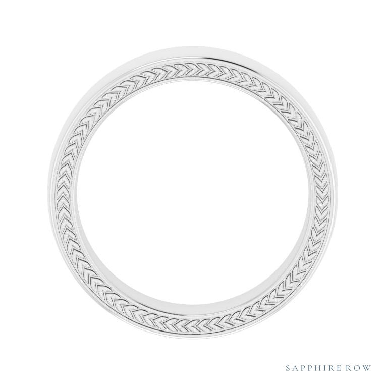 Sapphire Row Gold Wheat Pattern Inlay Band - Platinum, 6 mm (view 2)