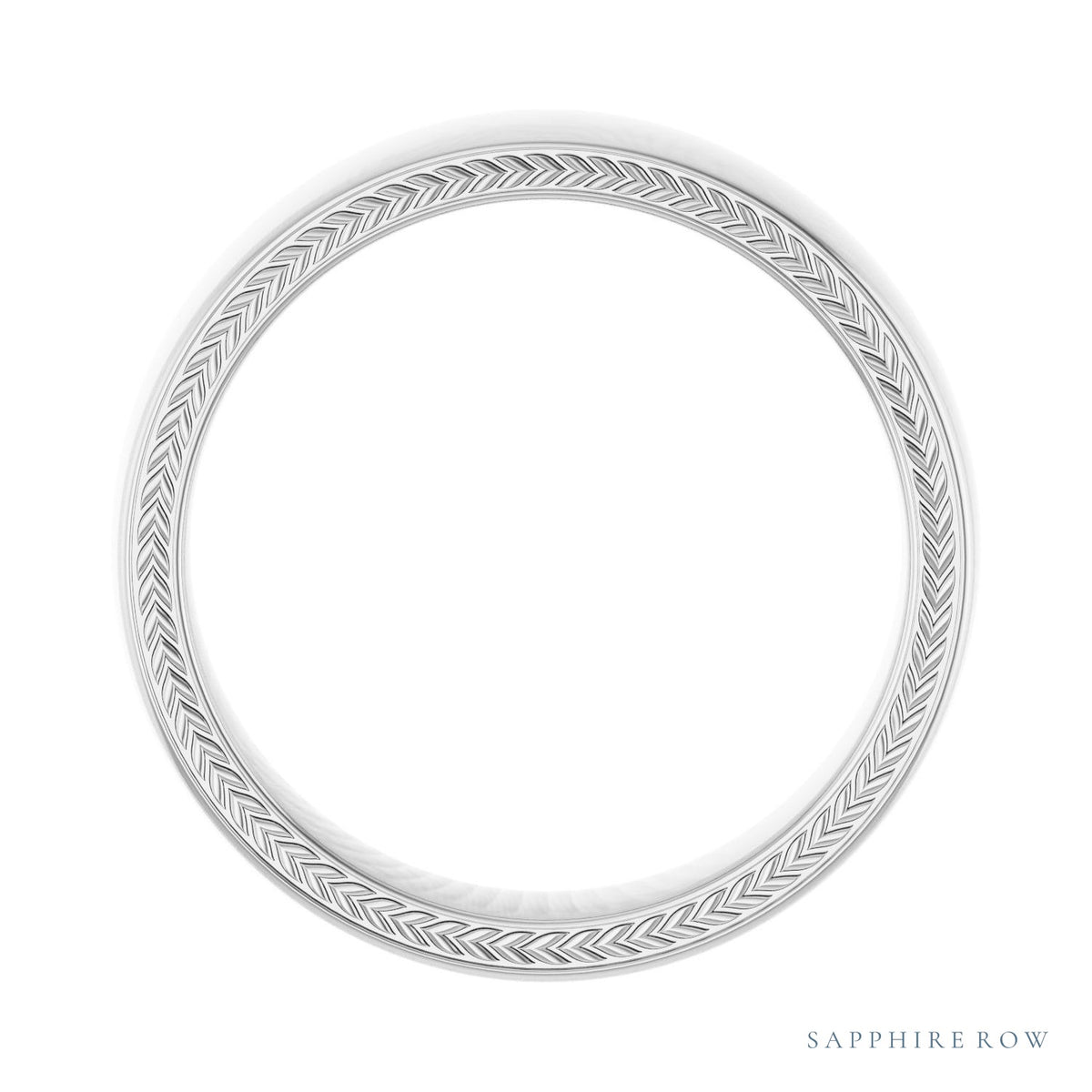 Sapphire Row Gold Wheat Pattern Inlay Band - Platinum, 6 mm (view 2)