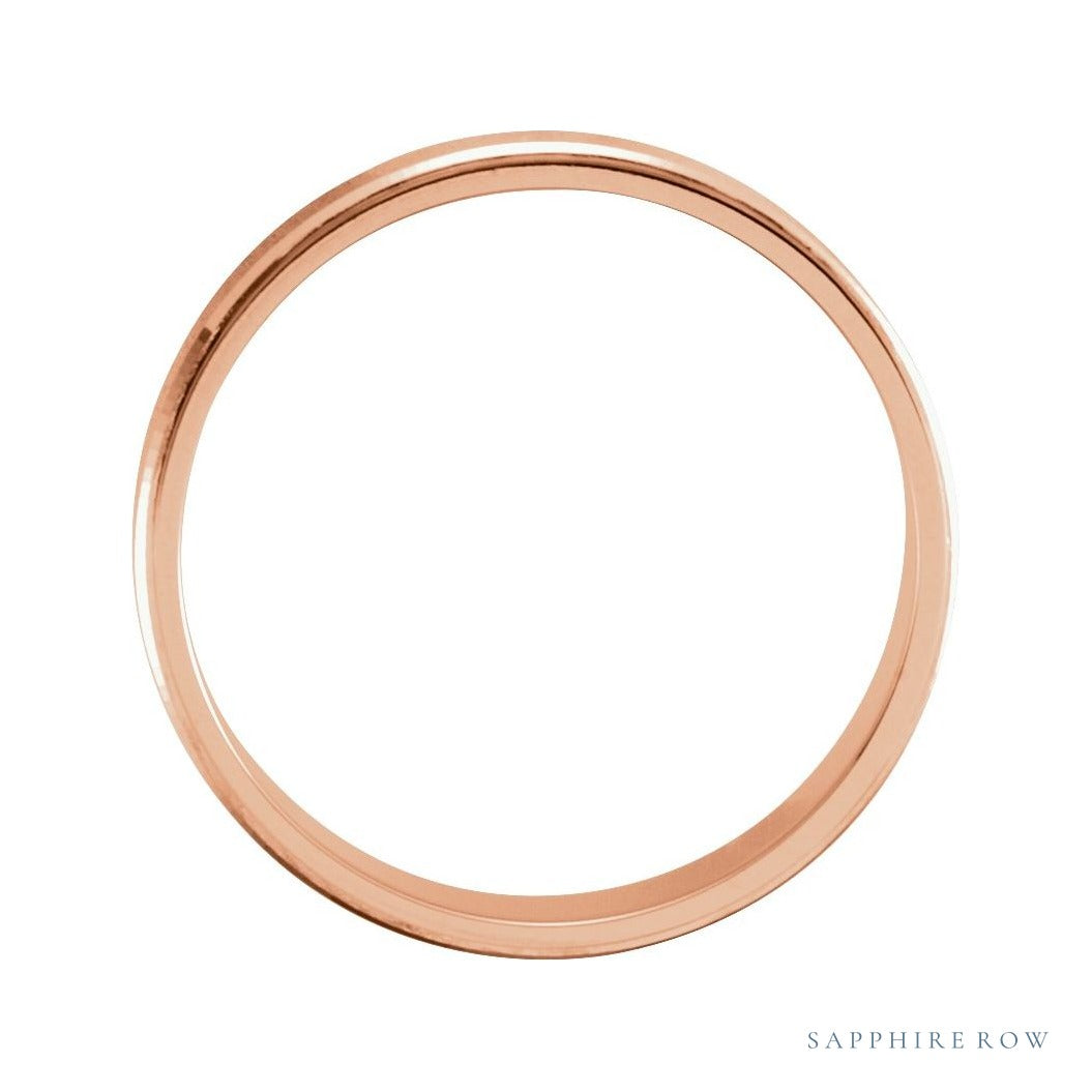 Sapphire Row Gold Lightweight Grooved Satin Band - 14K Rose Gold, 8 (view 2)