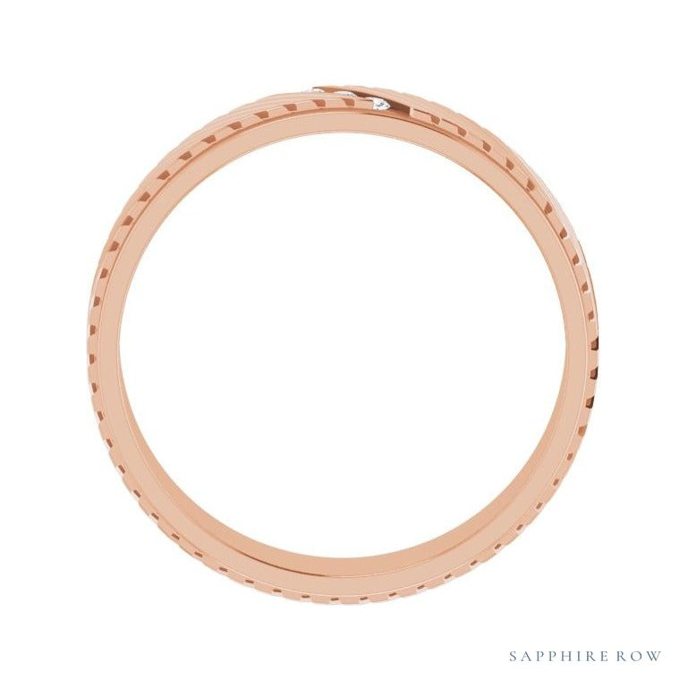 Sapphire Row Natural Diamond Diagonal-Groove Band - 14K Rose Gold, 10.5 (view 2)