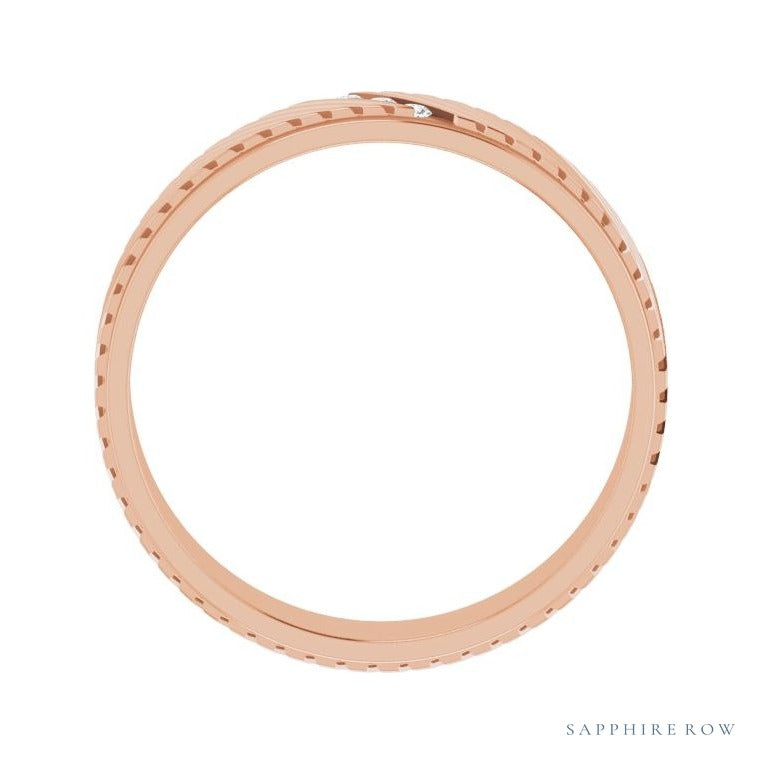 Sapphire Row Natural Diamond Diagonal-Groove Band - 14K Rose Gold, 11.5 (view 2)