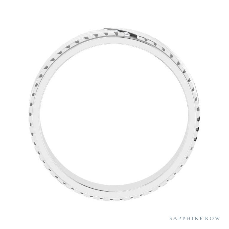 Sapphire Row Natural Diamond Diagonal-Groove Band - 14K White Gold, 9.5 (view 2)