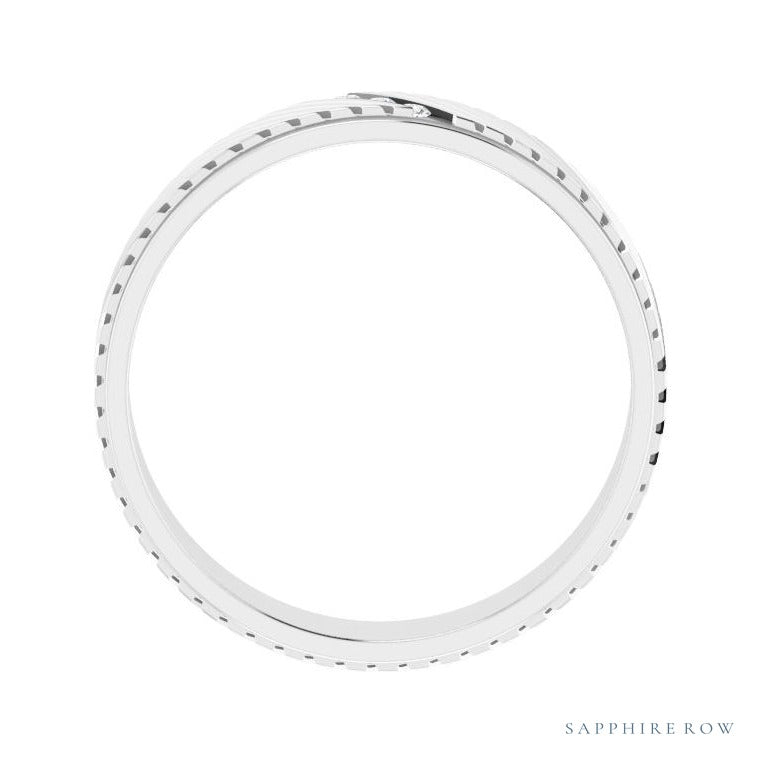 Sapphire Row Natural Diamond Diagonal-Groove Band - 14K White Gold, 11.5 (view 2)