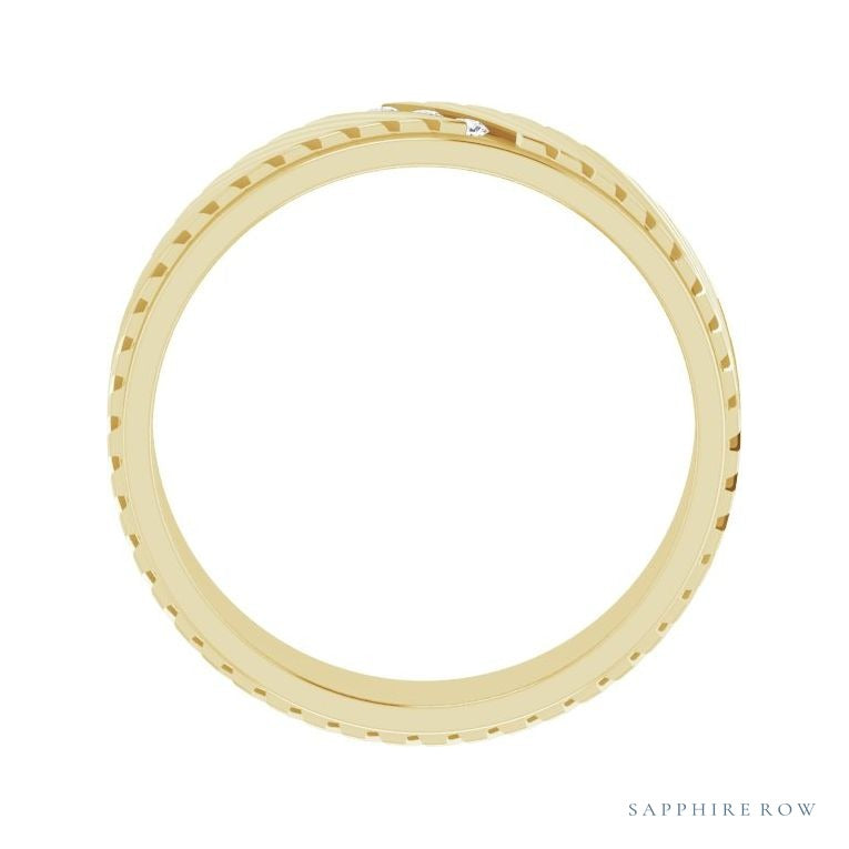 Sapphire Row Natural Diamond Diagonal-Groove Band - 14K Yellow Gold, 7.5 (view 2)