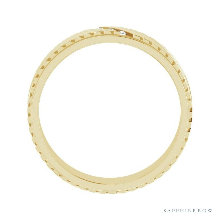 Sapphire Row Natural Diamond Diagonal-Groove Band - 14K Yellow Gold, 8.5 (view 2)
