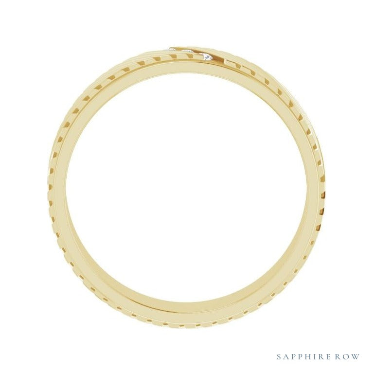 Sapphire Row Natural Diamond Diagonal-Groove Band - 14K Yellow Gold, 9.5 (view 2)