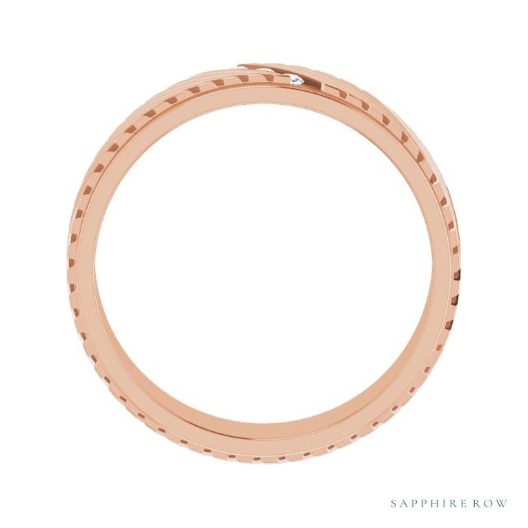 Sapphire Row Natural Diamond Diagonal-Groove Band - 14K Rose Gold, 7.5 (view 2)