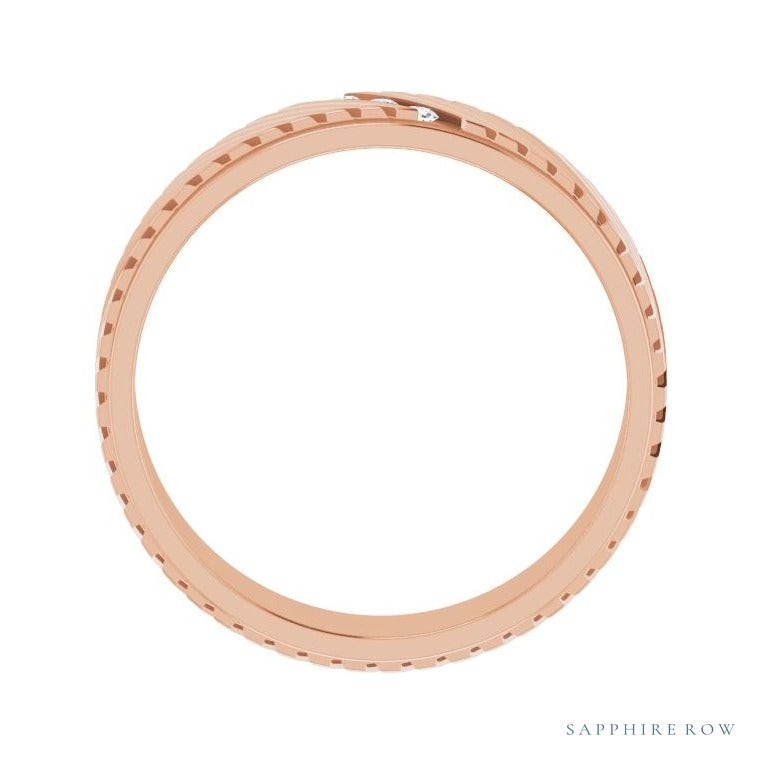 Sapphire Row Natural Diamond Diagonal-Groove Band - 14K Rose Gold, 8.5 (view 2)