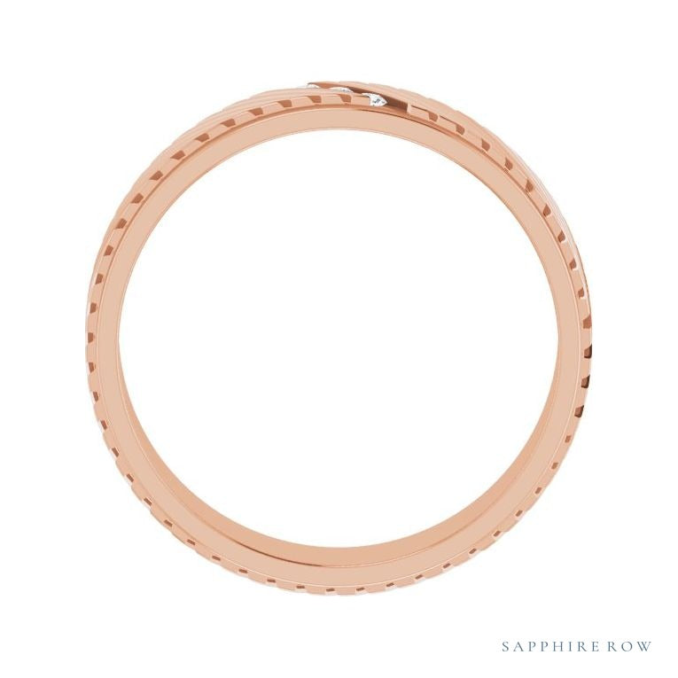 Sapphire Row Natural Diamond Diagonal-Groove Band - 14K Rose Gold, 9.5 (view 2)