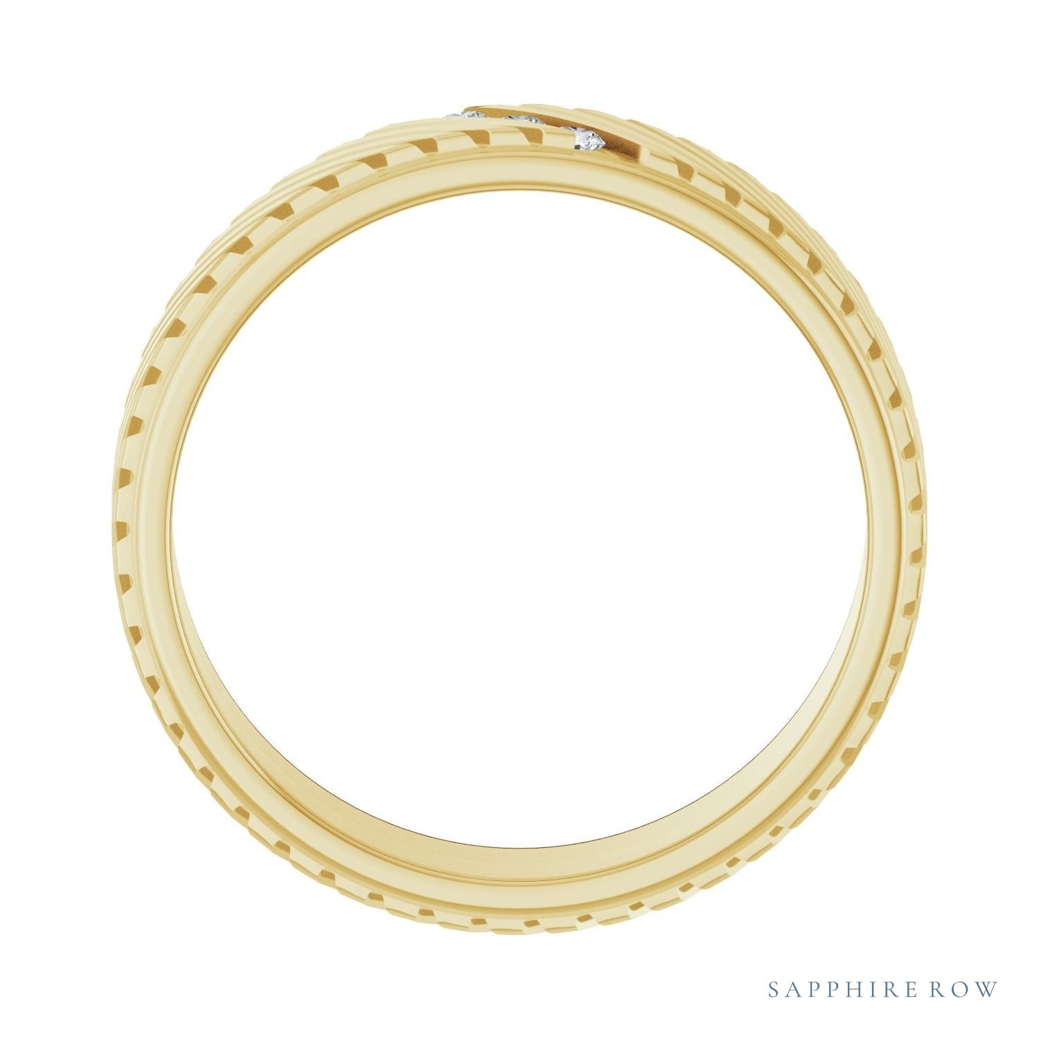 Sapphire Row Natural Diamond Diagonal-Groove Band - 14K Yellow Gold, 7 (view 2)