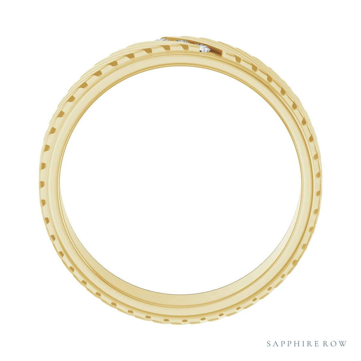 Sapphire Row Natural Diamond Diagonal-Groove Band - 14K Yellow Gold, 7 (view 2)