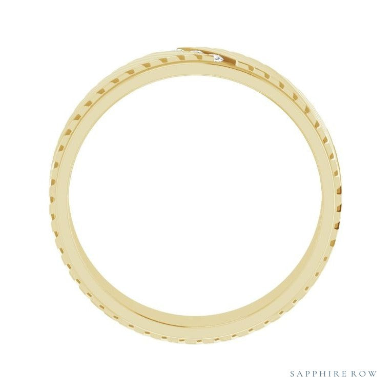 Sapphire Row Natural Diamond Diagonal-Groove Band - 14K Yellow Gold, 9 (view 2)
