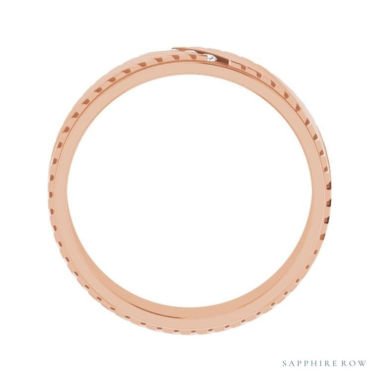 Sapphire Row Natural Diamond Diagonal-Groove Band - 14K Rose Gold, 9 (view 2)