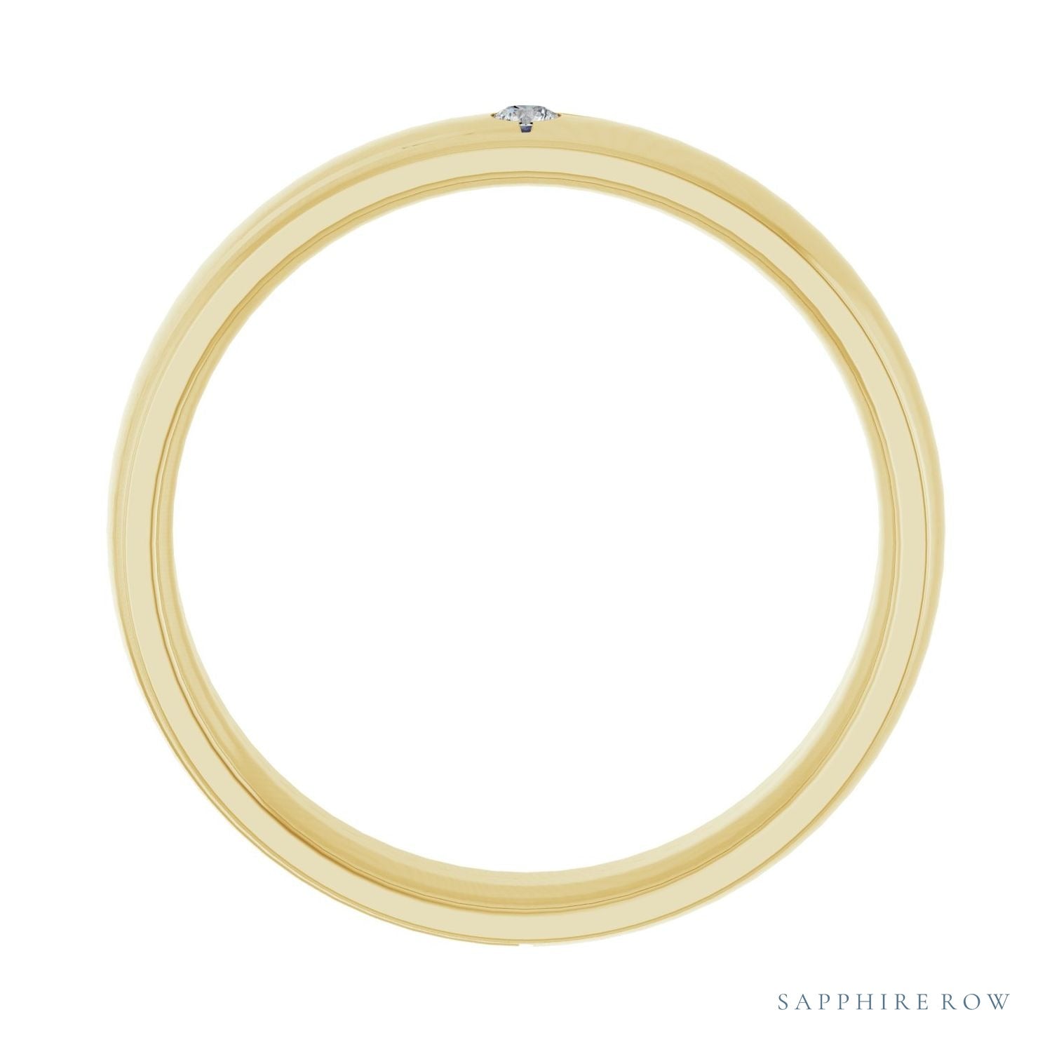 Sapphire Row Natural Diamond Stepped-Edge Groove Band - 14K Yellow Gold (view 2)