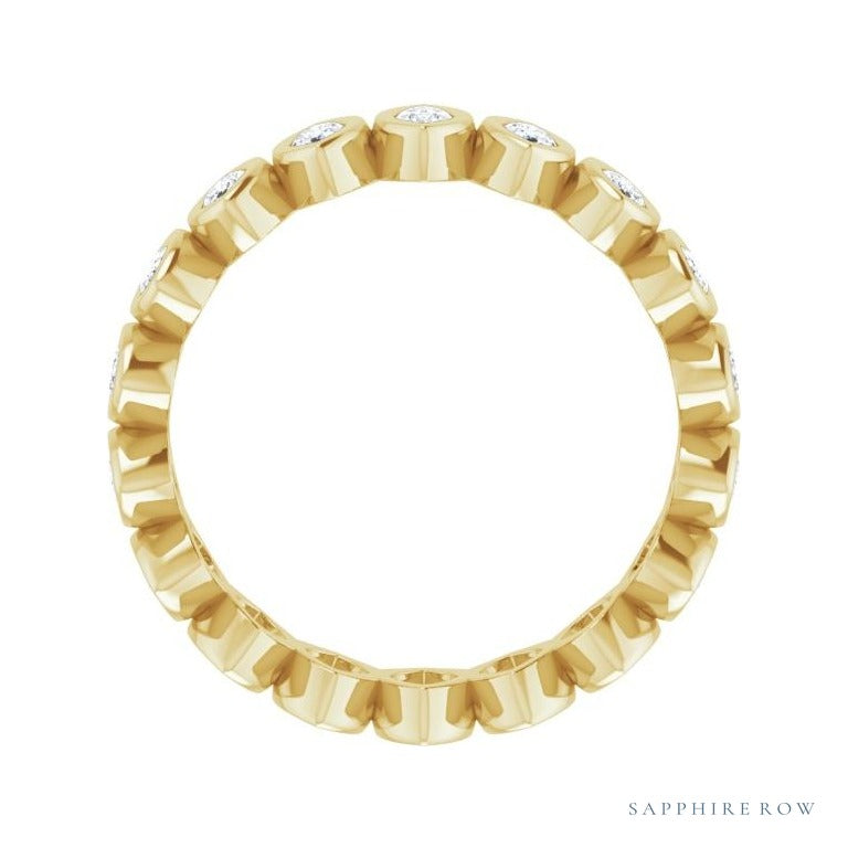 Sapphire Row Natural Diamond Marquise Bezel Band - 14K Yellow Gold, 4 × 2 mm · 1 3/8 ctw (view 2)