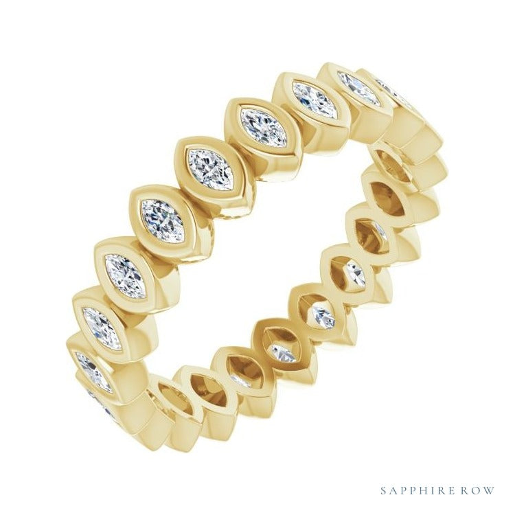 Sapphire Row Lab-Grown Diamond Marquise Bezel Band - 14K Yellow Gold, 3 × 1.5 mm · 3/4 ctw