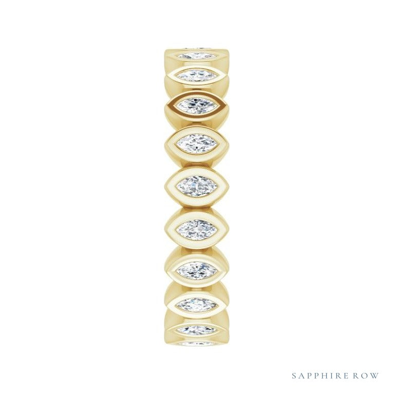 Sapphire Row Lab-Grown Diamond Marquise Bezel Band - 14K Yellow Gold, 3 × 1.5 mm · 3/4 ctw (view 4)