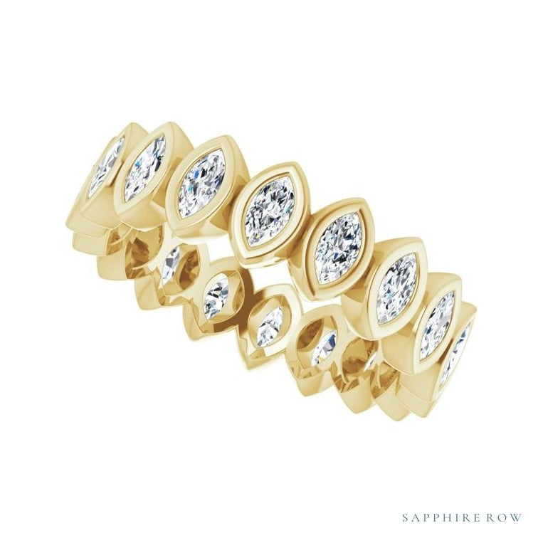 Sapphire Row Lab-Grown Diamond Marquise Bezel Band - 14K Yellow Gold, 4 × 2 mm · 1 3/8 ctw (view 5)
