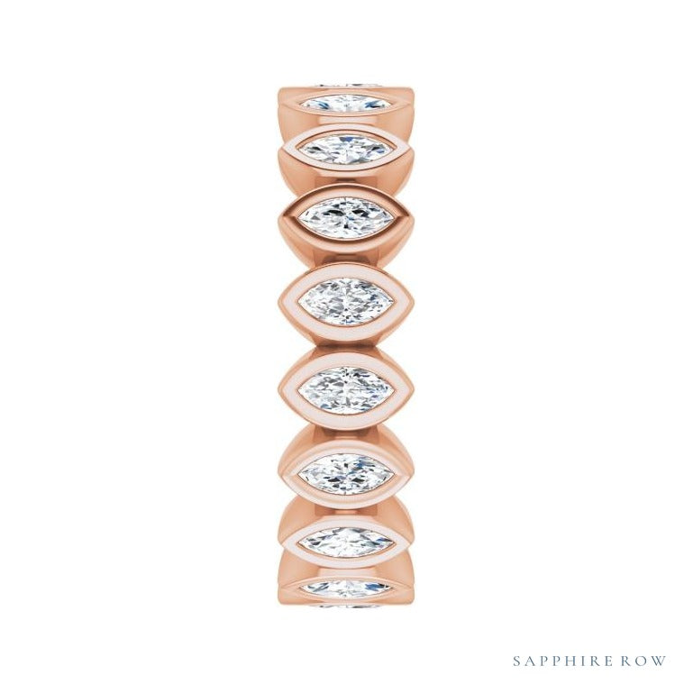 Sapphire Row Lab-Grown Diamond Marquise Bezel Band - 14K Rose Gold, 4 × 2 mm · 1 3/8 ctw (view 4)