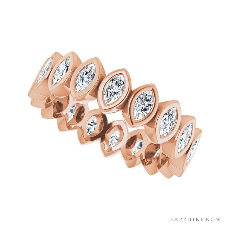 Sapphire Row Lab-Grown Diamond Marquise Bezel Band - 14K Rose Gold, 4 × 2 mm · 1 3/8 ctw (view 5)