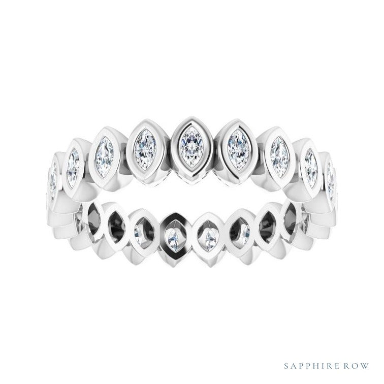 Sapphire Row Lab-Grown Diamond Marquise Bezel Band - Platinum, 3 × 1.5 mm · 3/4 ctw (view 3)