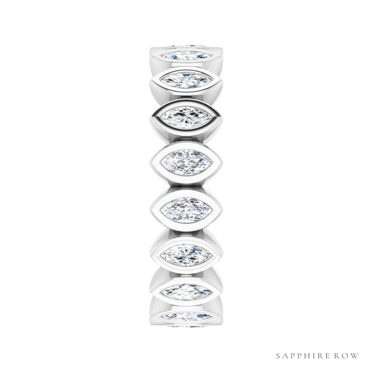 Sapphire Row Lab-Grown Diamond Marquise Bezel Band - Platinum, 4 × 2 mm · 1 3/8 ctw (view 4)