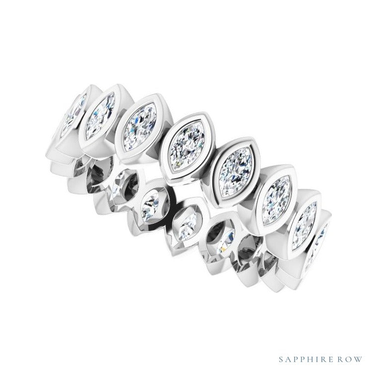 Sapphire Row Lab-Grown Diamond Marquise Bezel Band - Platinum, 4 × 2 mm · 1 3/8 ctw (view 5)
