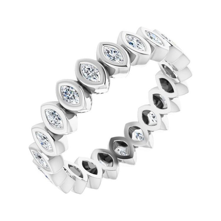 Sapphire Row Lab-Grown Diamond Marquise Bezel Band - 14K White Gold, 3 × 1.5 mm · 3/4 ctw